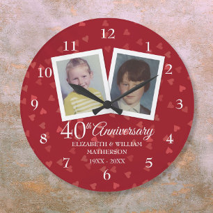 Grande Horloge Ronde Photos d'enfance du 40e anniversaire de mariage en