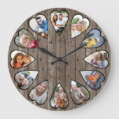 Grande Horloge Ronde Photos en forme de coeur Rustique Bois foncé Grand (Recto)