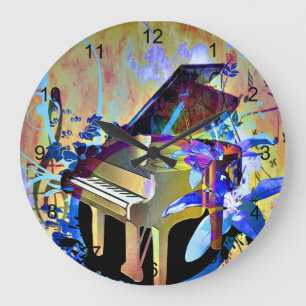 Grande Horloge Ronde Piano Numériquement couleur funky
