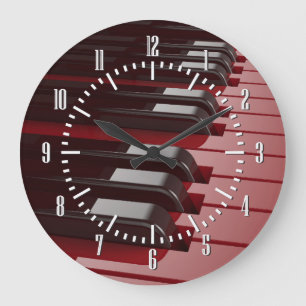 Grande Horloge Ronde Piano rouge