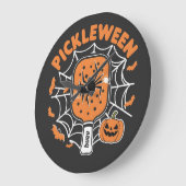 Grande Horloge Ronde Pickleween Funny Éffrayant Halloween Pickleball Sp (Angle)