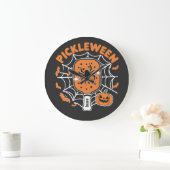 Grande Horloge Ronde Pickleween Funny Éffrayant Halloween Pickleball Sp (Maison)