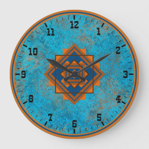 Grande Horloge Ronde Pics de montagnes du sud-ouest Turquoise Style Old