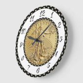 GRANDE HORLOGE RONDE PIÈCE DE MONNAIE DE LIBERTÉ D'OR (Angle)