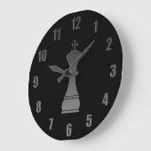 Grande Horloge Ronde Pièce d'échecs noire de roi (Angle)