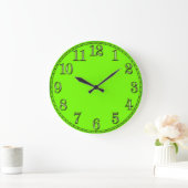 Grande Horloge Ronde Pièce Rétro Fluoro Lime Vert Temps (Maison)