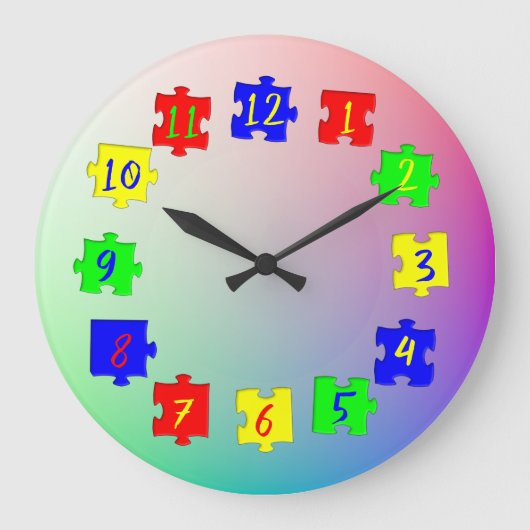 Grande Horloge Ronde Pièces de puzzle personnalisées de couleur, photos (Recto)