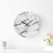 Grande Horloge Ronde Pierre de marbre blanc et noir (Maison)