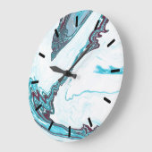 Grande Horloge Ronde Pierre de marbre bleu et blanc moderne (Angle)