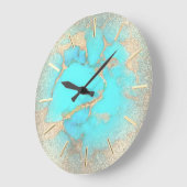 Grande Horloge Ronde pierre turquoise (Angle)