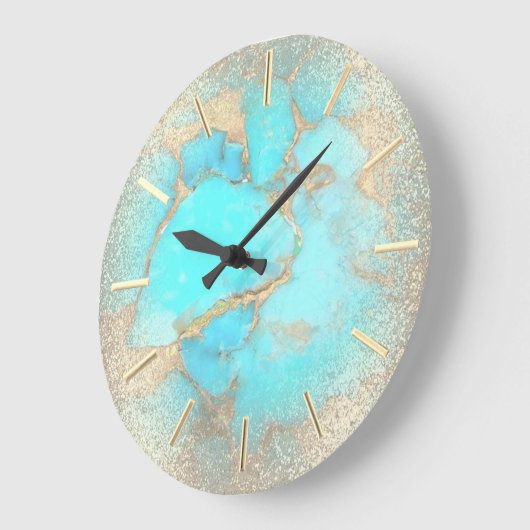 Grande Horloge Ronde pierre turquoise (Angle)