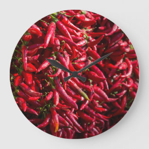 Grande Horloge Ronde Piment Rouge Épicé Dans La Ville De Kalocsa
