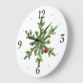 Grande Horloge Ronde Pin neigeux Noël (Angle)