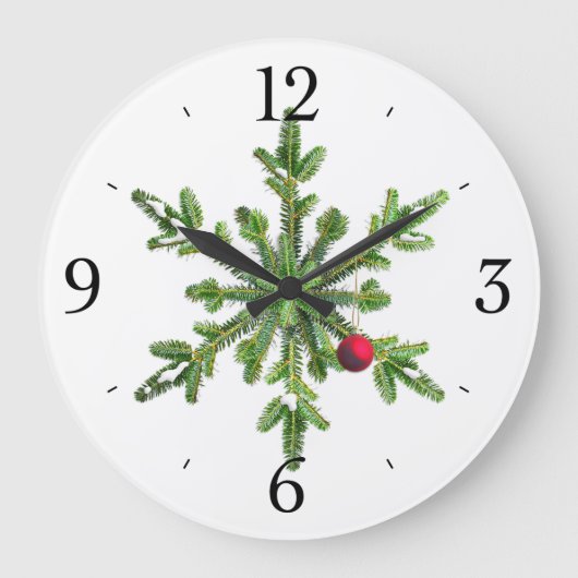 Grande Horloge Ronde Pin neigeux Noël (Recto)