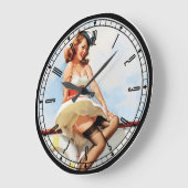 Grande Horloge Ronde Pin-up Girl Wall Clock (Angle)
