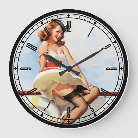 Grande Horloge Ronde Pin-up Girl Wall Clock (Recto)