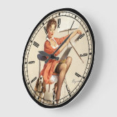 Grande Horloge Ronde Pin-up Girl Wall Clock (Angle)