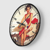 Grande Horloge Ronde Pin-up Girl Wall Clock (Angle)