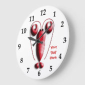 Grande Horloge Ronde Pinceuses En Forme De Coeur De Homard Rouge Très A (Angle)