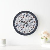 Grande Horloge Ronde Pine Cones & Pine Needles Aquarelles Motif (Maison)