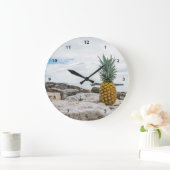 Grande Horloge Ronde Pineapple tropicale (Maison)