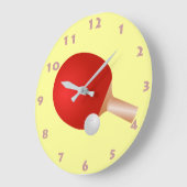 GRANDE HORLOGE RONDE PING PONG PADDLE ET BALLE (Angle)