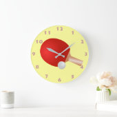 GRANDE HORLOGE RONDE PING PONG PADDLE ET BALLE (Maison)