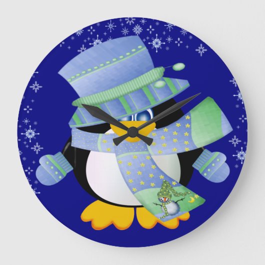 Grande Horloge Ronde Pingouin Time Wall Clock (Recto)