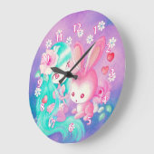Grande Horloge Ronde Pink Bunny (Angle)