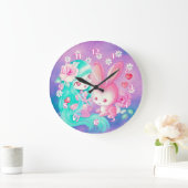 Grande Horloge Ronde Pink Bunny (Maison)