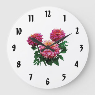 Grande Horloge Ronde Pink Dahlias, le Climax de l'enfant