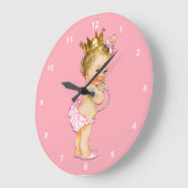 Grande Horloge Ronde Pink de Baby Princess et Pearls (Angle)