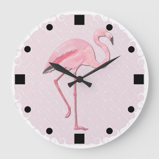Grande Horloge Ronde Pink Flamingo design Wall Clock (Recto)
