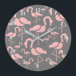 Grande Horloge Ronde Pink flamingo pop art unique<br><div class="desc">Art de la pop d'une aquarelle dessinée à la main illustration flamant rose dans des couleurs folles rose bonbon et jaune moutarde. Ce dessin de poule folle est unique parce que,  comme un flamant,  vous êtes unique.</div>
