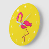 Grande Horloge Ronde Pink flamingo pop art unique (Angle)