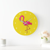 Grande Horloge Ronde Pink flamingo pop art unique (Maison)