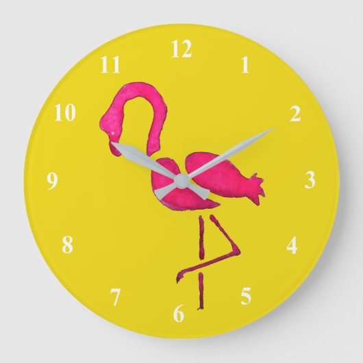 Grande Horloge Ronde Pink flamingo pop art unique (Recto)