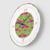 Grande Horloge Ronde Pink Flamingo Wall Clock (Angle)