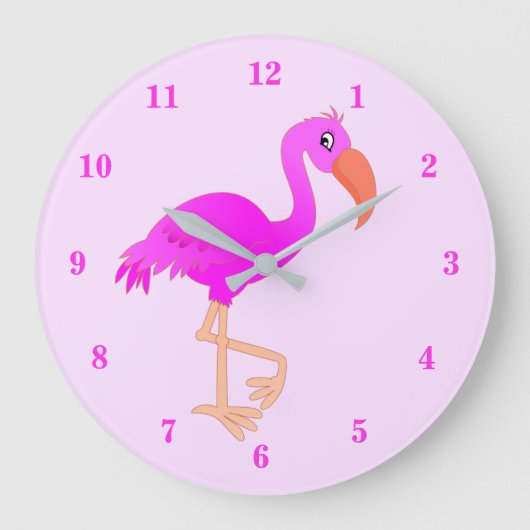 Grande Horloge Ronde Pink Flamingo Wall Clock (Recto)