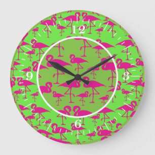 Grande Horloge Ronde Pink Flamingo Wall Clock