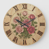 Grande Horloge Ronde Pink Garden Flowers Wall Clock (Recto)