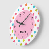 Grande Horloge Ronde Pink Girly Clocks (Angle)