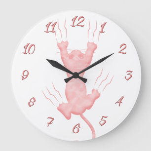 Grande Horloge Ronde Pink Kitten Custom Template