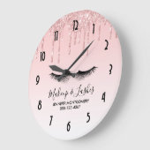 Grande Horloge Ronde Pink Liquid Glitter & Eyelashes (Angle)