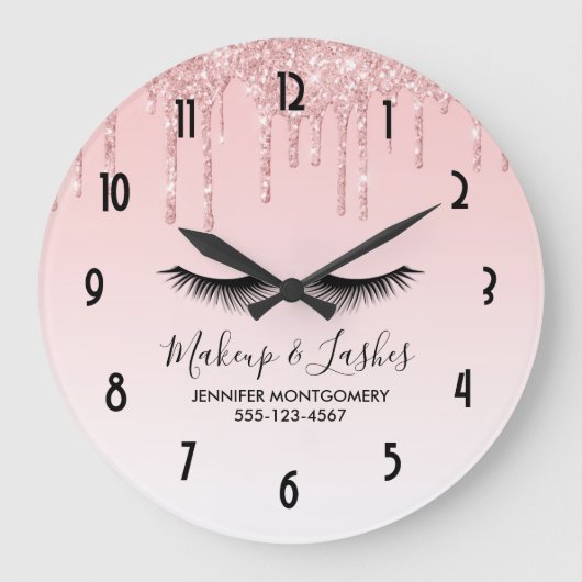 Grande Horloge Ronde Pink Liquid Glitter & Eyelashes (Recto)