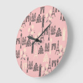 Grande Horloge Ronde Pink Paris Wall (Angle)