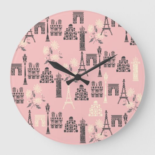 Grande Horloge Ronde Pink Paris Wall (Recto)