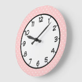 Grande Horloge Ronde Pink Polka Dot Pastel (Angle)