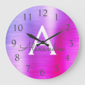 Grande Horloge Ronde Pink Purple Metallic Monogram Nom & Initiation (Recto)