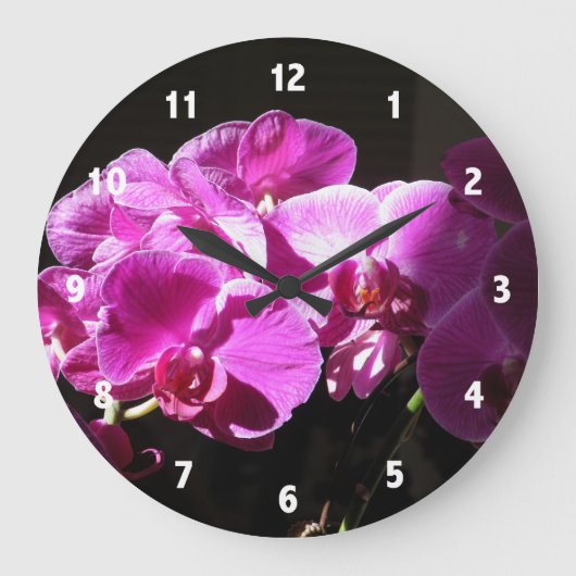 Grande Horloge Ronde Pink Purple Orchids Flower Photography Clock (Recto)